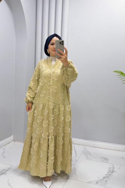 Yüsra Elbise Nefti Yeşili