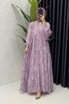 Ahu Elbise Tesettür Giyim Lila