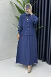 Alya Etekli Tesettür Takım Lacivert