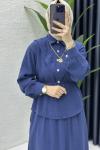 Alya Etekli Tesettür Takım Lacivert