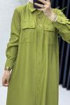 Amine Takım Tesettür Giyim Yağ Yeşili