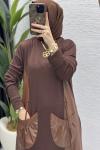 Asmin Elbise Tesettür Giyim Kahve