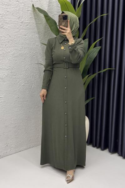 Asu Elbise Tesettür Giyim Haki