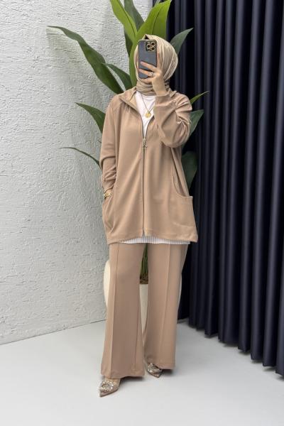 Aybike Takım Tesettür Giyim  Camel