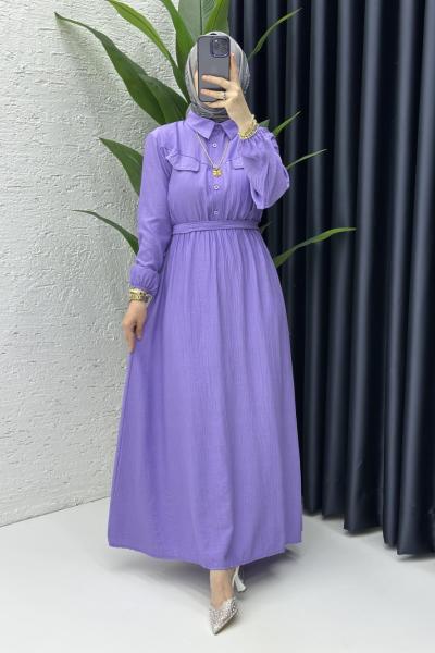Aysu Tesettür Elbise Lila