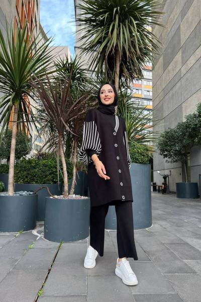 Balonkol Takım Siyah Siyah