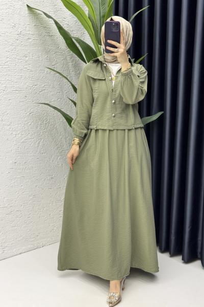 Başak Etekli Takım Tesettür Giyim Mint Yeşili