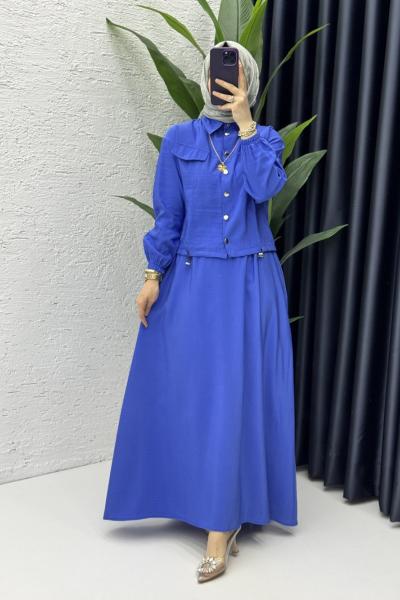Başak Takım Tesettür Giyim Mavi
