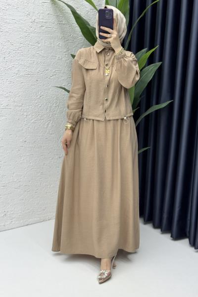 Başak Takım Tesettür Giyim Latte