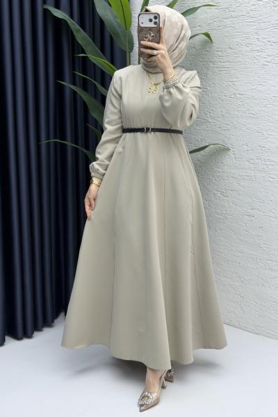 Belkıs Elbise Tesettür Giyim  Taş Rengi