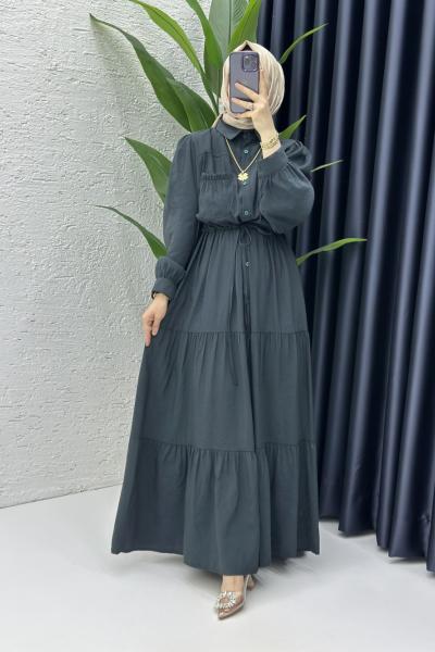 Berna Tesettür Elbise Petrol Yeşili