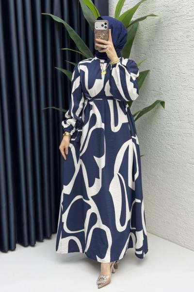 Beyza Elbise Tesettür Giyim  Lacivert