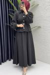Bihter Etekli Takım Tesettür Giyim  Siyah