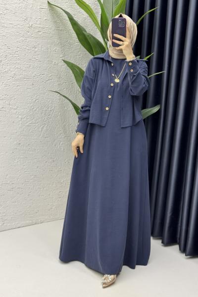 Damla Elbise Tesettür Giyim Lacivert