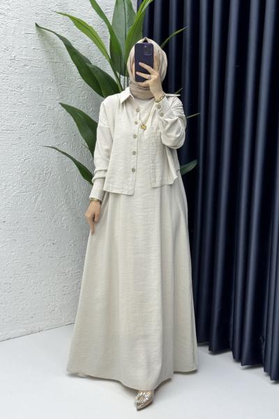 Damla Elbise Tesettür Giyim Taş Rengi