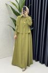 Damla Elbise Tesettür Giyim Yeşil