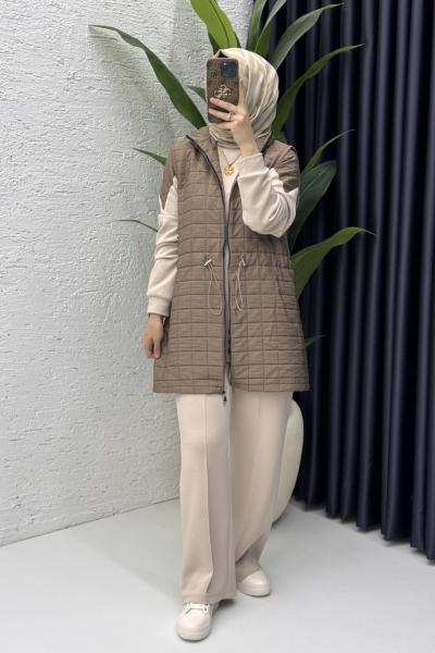 Deniz Üçlü Takım Tesettür Giyim  Vizon