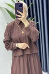 Didem Etekli Takım Tesettür Giyim Kahverengi