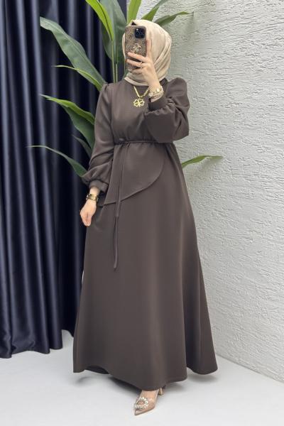 Dila Elbise Tesettür Giyim Kahverengi