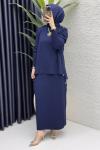 Dilan Etekli Takım Tesettür Giyim  Lacivert