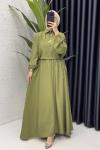 Ebrar Elbise Tesettür Giyim Yağ Yeşili