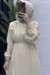 Ecmel Elbise Tesettür Giyim  Krem