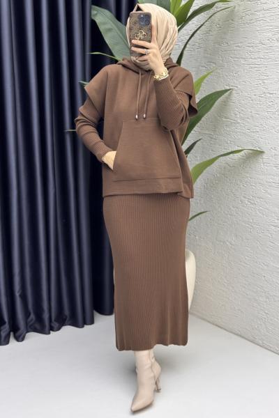 Elif Elbise Tesettür Giyim  Kahve