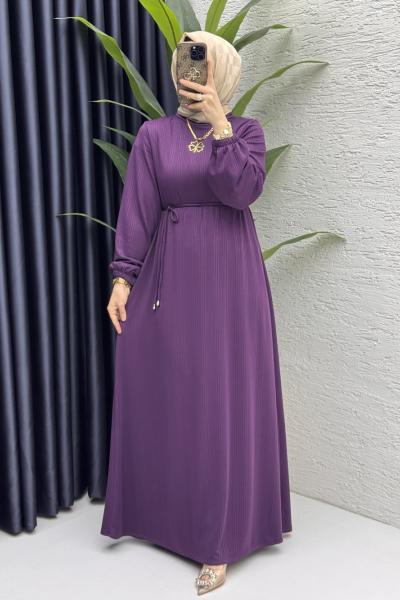 Esme Elbise Tesettür Giyim Patlıcan Moru