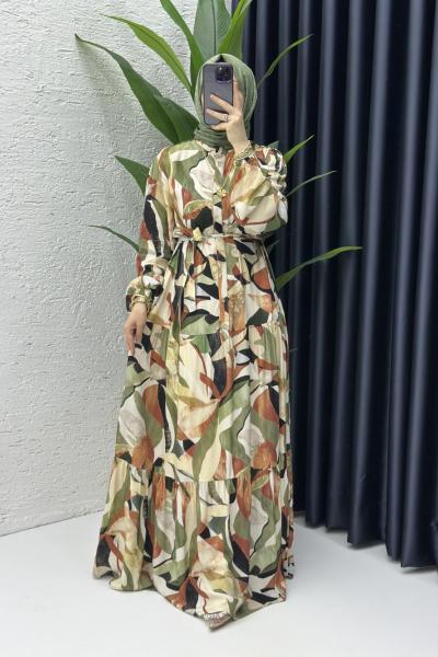 Ferhan Tesettür Elbise Haki