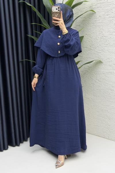 Feriha Bolero Elbise Tesettür Giyim  Lacivert