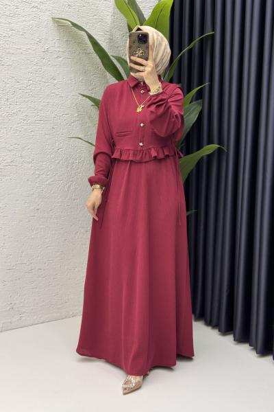 Feriha Elbise Tesettür Giyim  Vişne