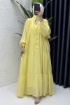 Hale Elbise Tesettür Giyim Sarı