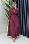 Hanzade  Takım Tesettür Giyim Bordo