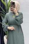 Hare Elbise Tesettür Giyim  Çağla Yeşili