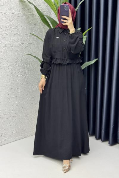 Hüda Elbise Tesettür Giyim Siyah