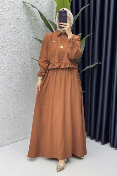 Hüda Elbise Tesettür Giyim Kiremit