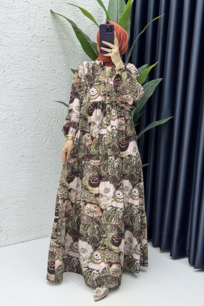 İlkim Elbise Tesettür Giyim Haki