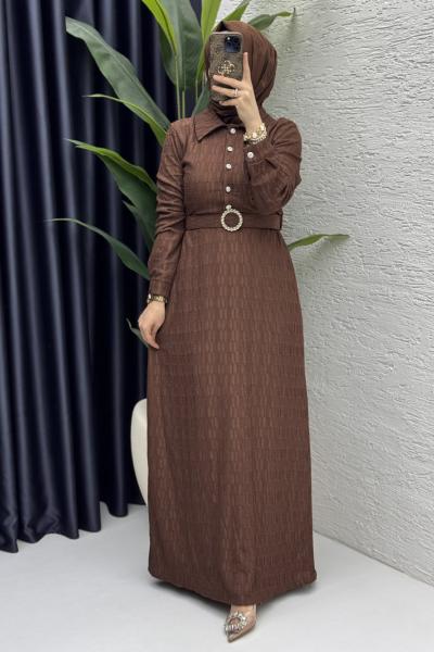 İncilay Elbise  Kahve