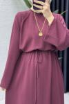 İpek Elbise Tesettür Giyim  Bordo