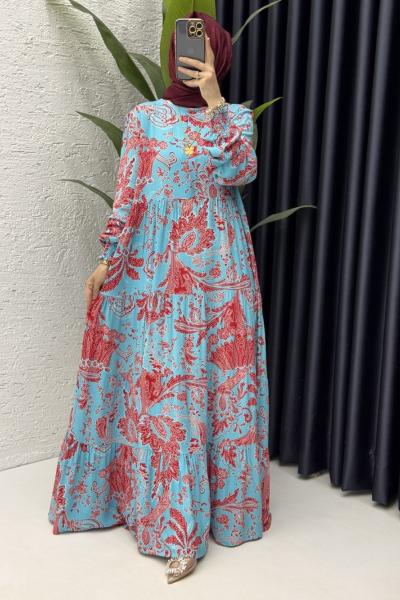 Kumsal Elbise Tesettür Giyim Mavi