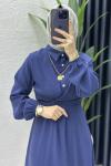 Lacivert Defne Tesettür Elbise Lacivert