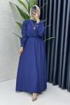 Lacivert Vera Tesettür Elbise Lacivert