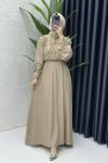 Latte Vera Tesettür Elbise Latte