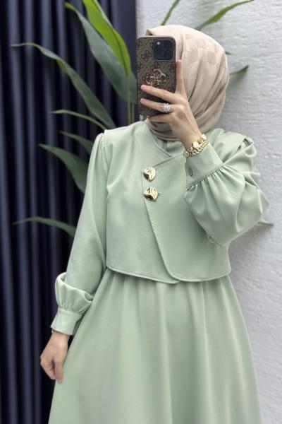 Leyza Elbise Tesettür Giyim  Çağla Yeşil