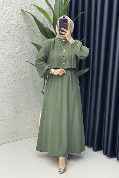 Livanur Elbise Tesettür Giyim Haki