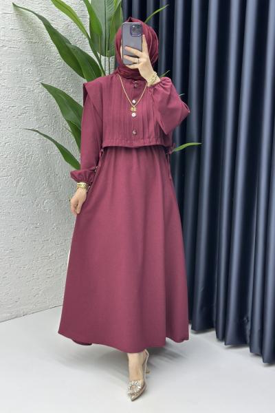 Mahinur Tesettür Elbise Bordo