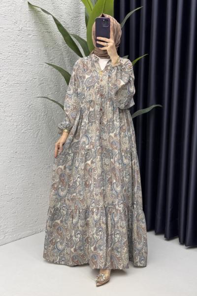 Mahya Elbise Tesettür Giyim Gri