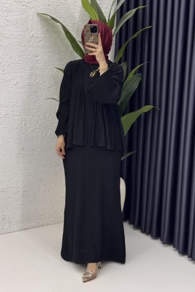Mehru Elbise Tesettür Giyim  Siyah