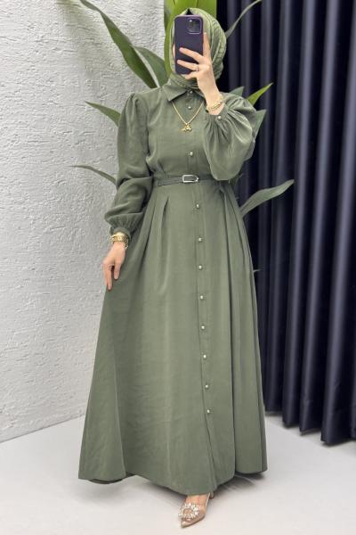 Melike Elbise Tesettür Giyim Haki