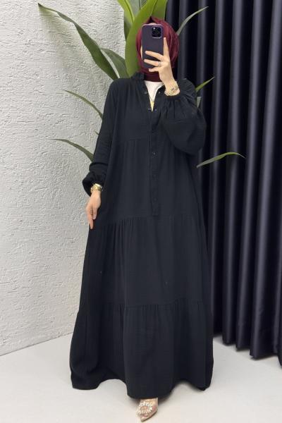 Müslin Elbise Tesettür Giyim Siyah